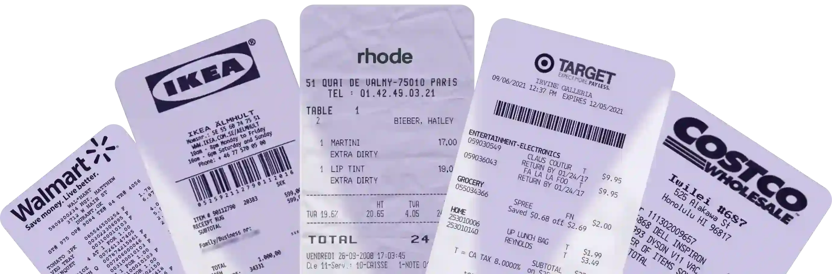 Receipt templates