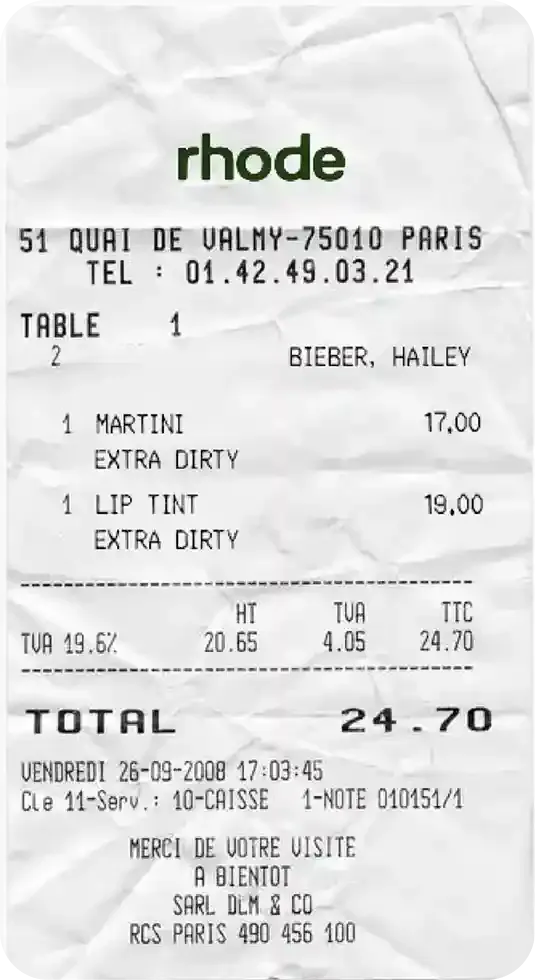 Rhode receipt